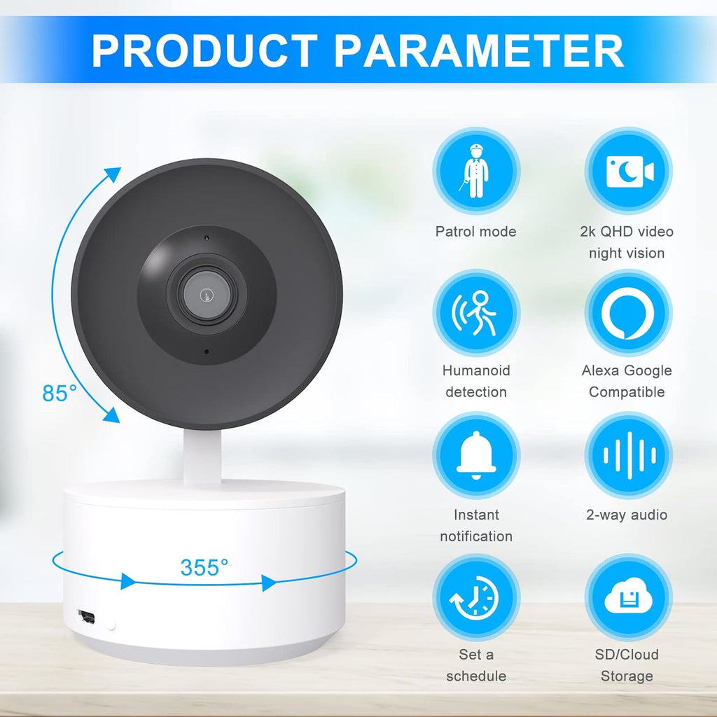 Indoor WiFi Security Camera with Infrared Night Vision and Motion Tracking T175
