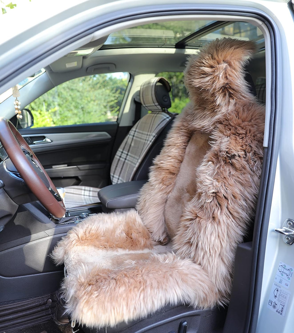 Sheepskin Fur Seat Covers for Car (Coffee) N3878