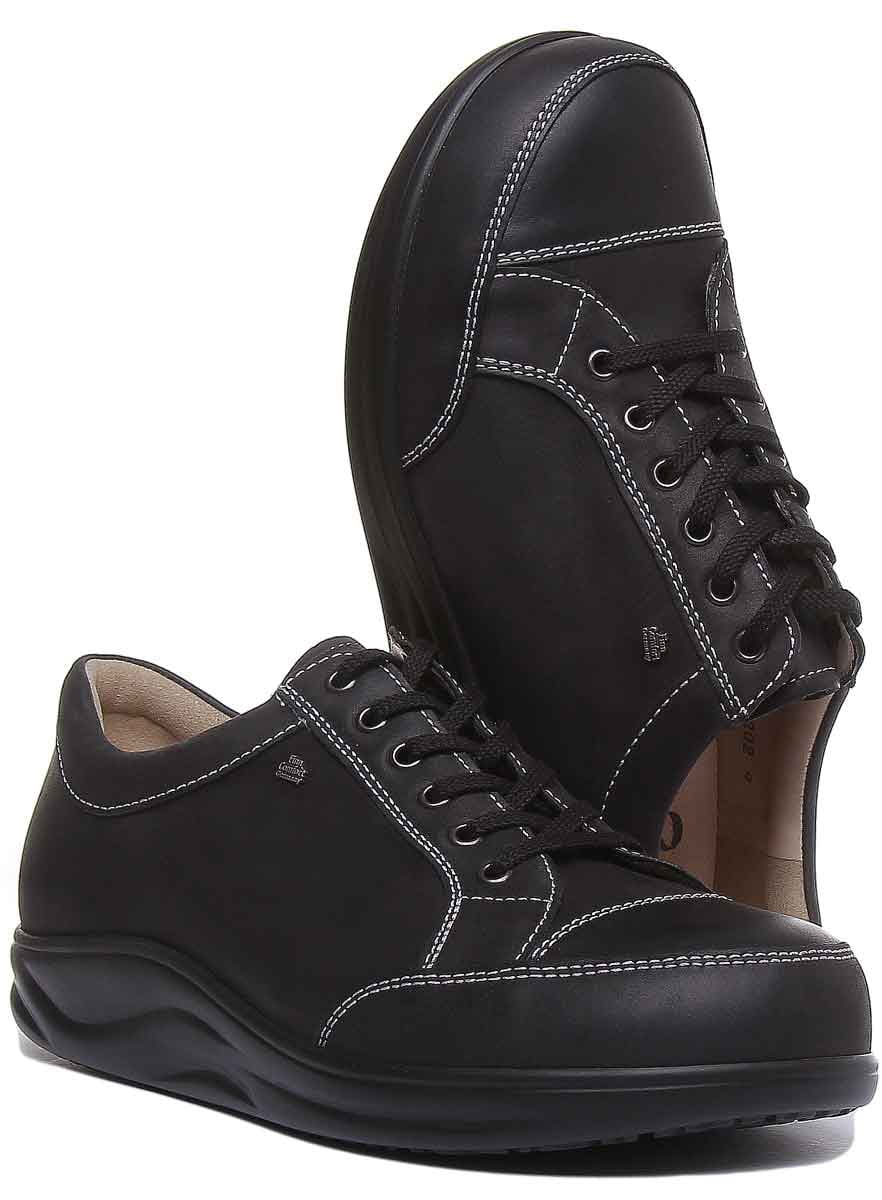 Black Lace Up Comfort Shoes Z4499