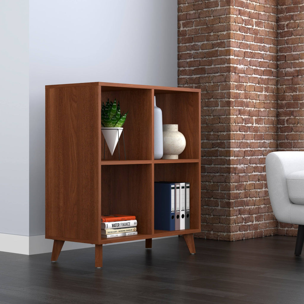 Light Walnut Modern Cube Bookcase B302