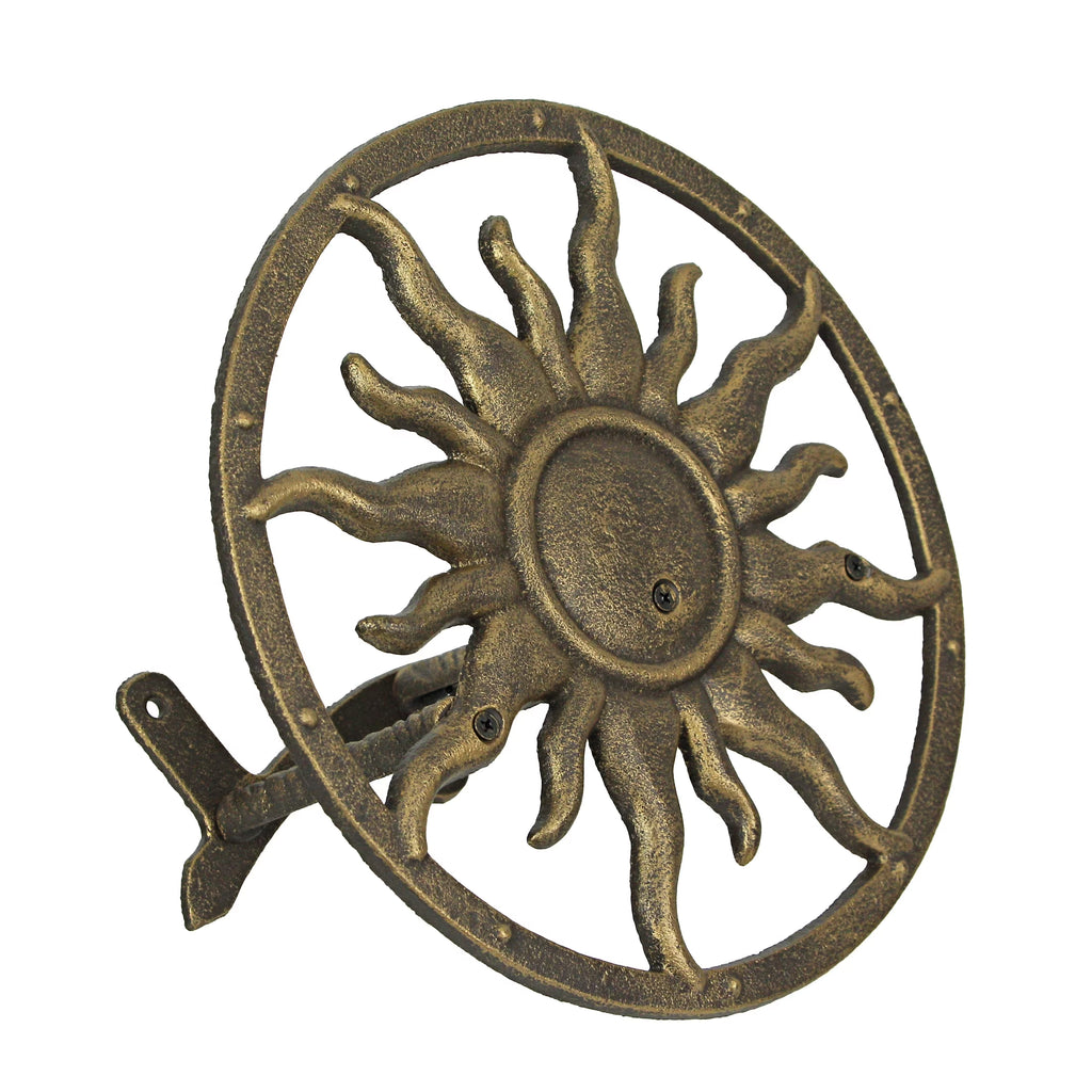 Bronze Cast Iron Sun Wall Mount Garden Hose Hanger T8442