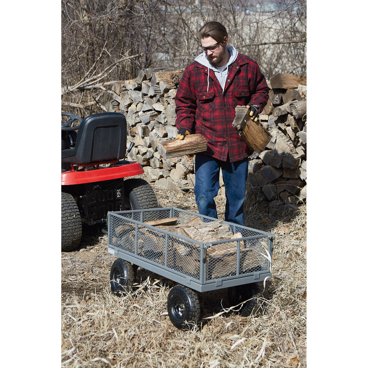 Industrial-Grade Steel Wagon, 800 lbs Capacity, 10 inch Tires L7273