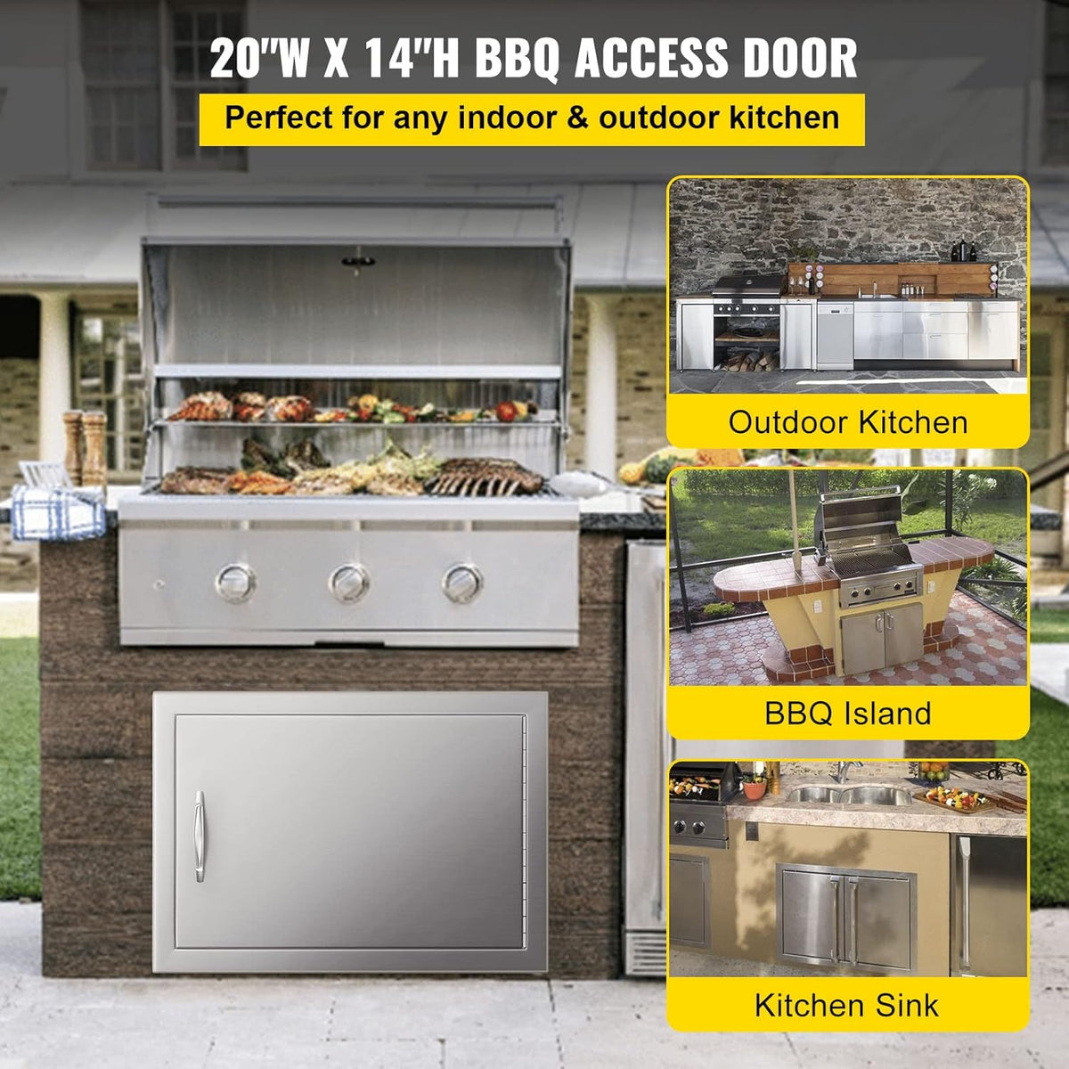 Stainless Steel Horizontal Single BBQ Door 20W x 14H Inch I850621