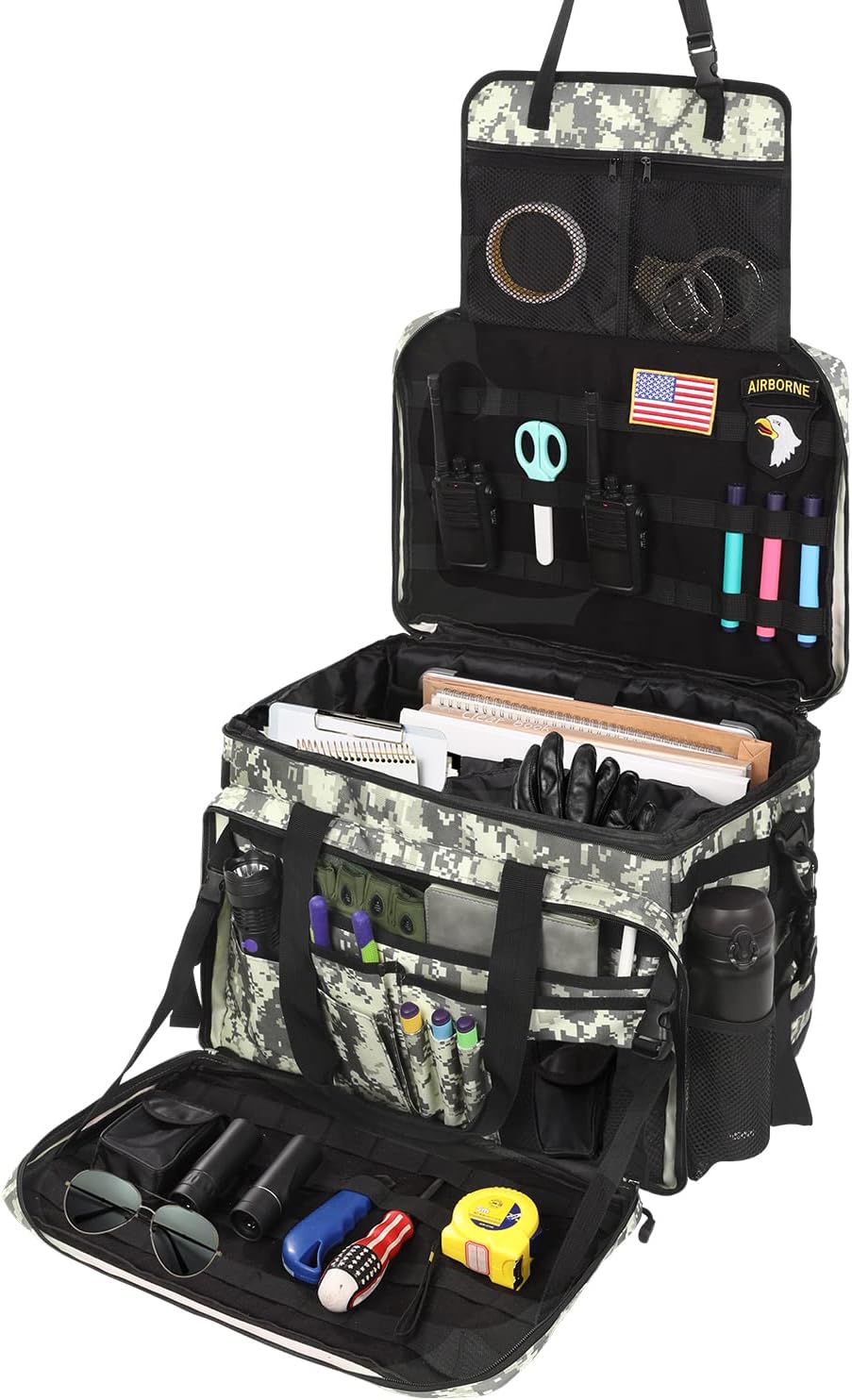 Black Patrol Bag with Divided Compartment Drink Holder K231