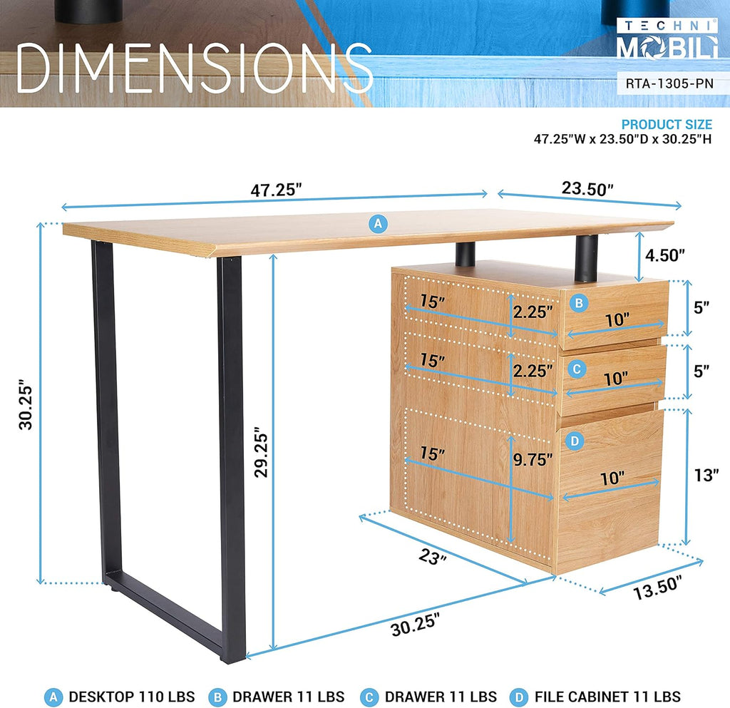 Computer Desk with Storage and File Cabinet S221