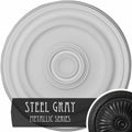 15 7/8x22OD x 1 1/2x22P Hand-Painted Steel Gray Ceiling Medallion I749