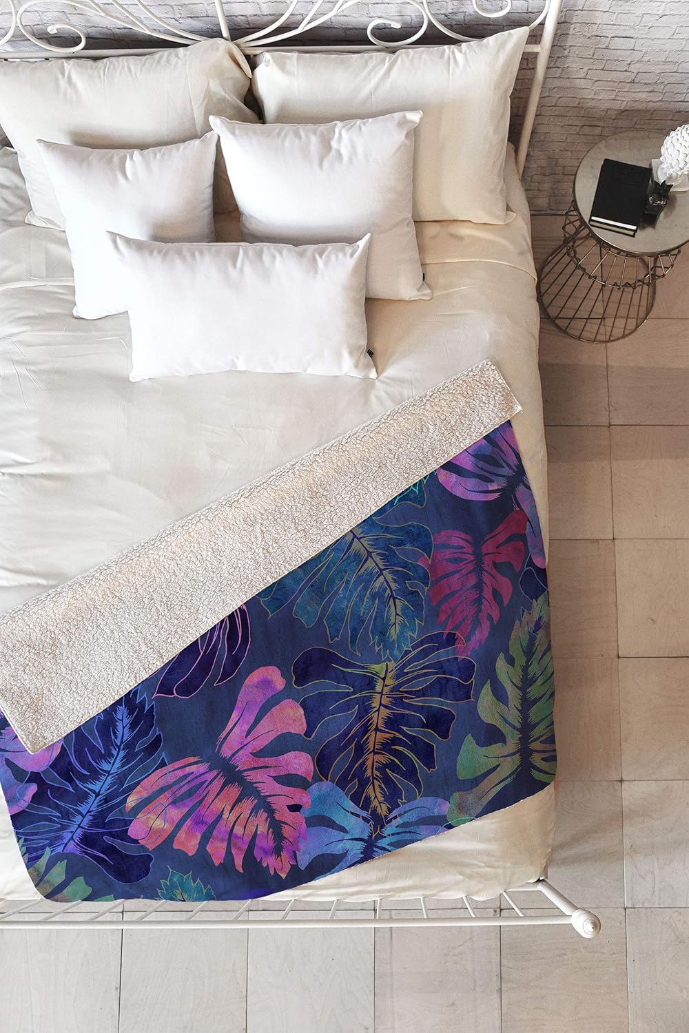 Tropical Indigo Sherpa Fleece Throw Blanket E2612