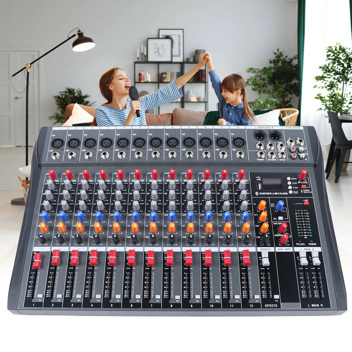 12 Channel Audio Mixer Bluetooth USB DJ Sound Mixing Console B731337