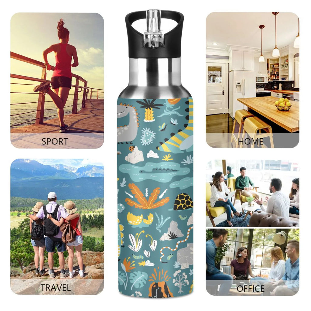 Green Stainless Steel Insulated Water Bottle with Straw Lid O4330