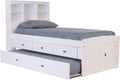 White Twin Bookcase Bed with 3 Drawers and Trundle D42771