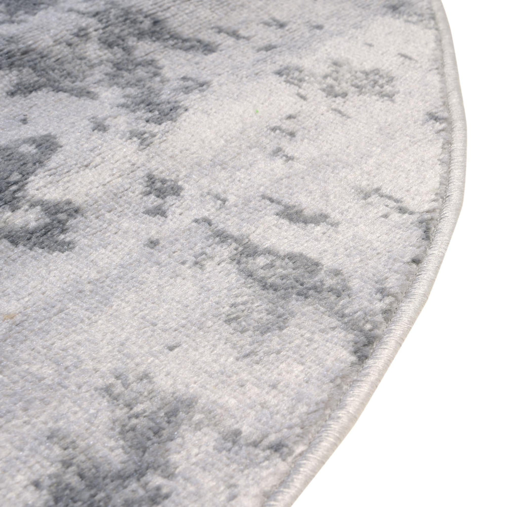 Light Gray/Gray Round Abstract Rug W54452