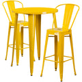 Yellow Metal Bar Table Set with 2 Cafe Stools W2057