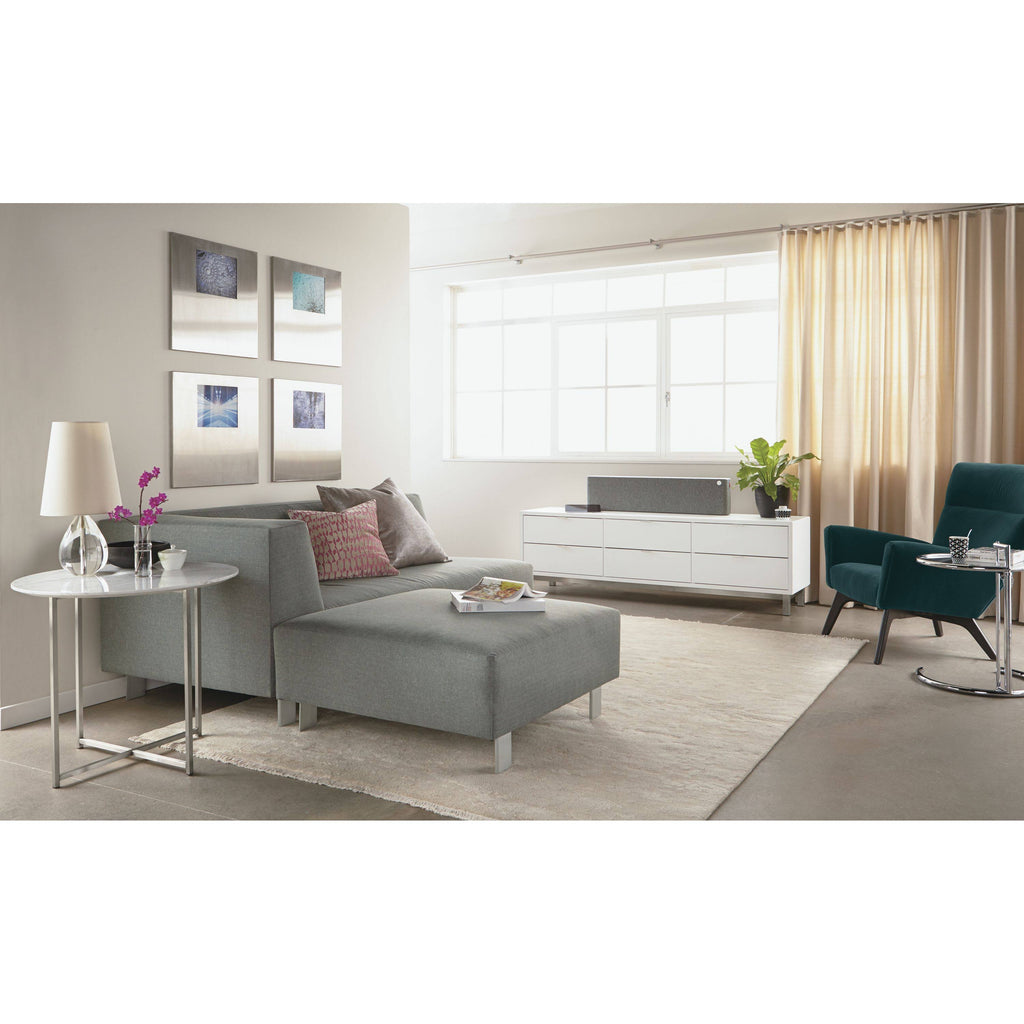 Satin Etched Tempered Glass Top Round End Table in Stainless Steel O46576