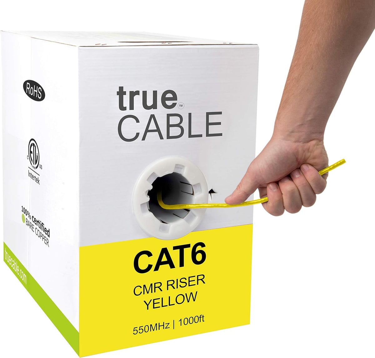 1000ft Yellow 23AWG 4 Pair Solid Bare Copper Bulk Ethernet Cable I390