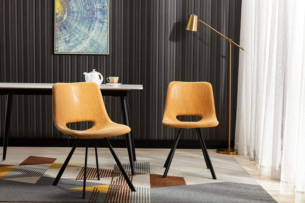 Synthetic Leather Upholstered Dining Chairs Set of 2 Pcs Counter Bar Chairs R6243