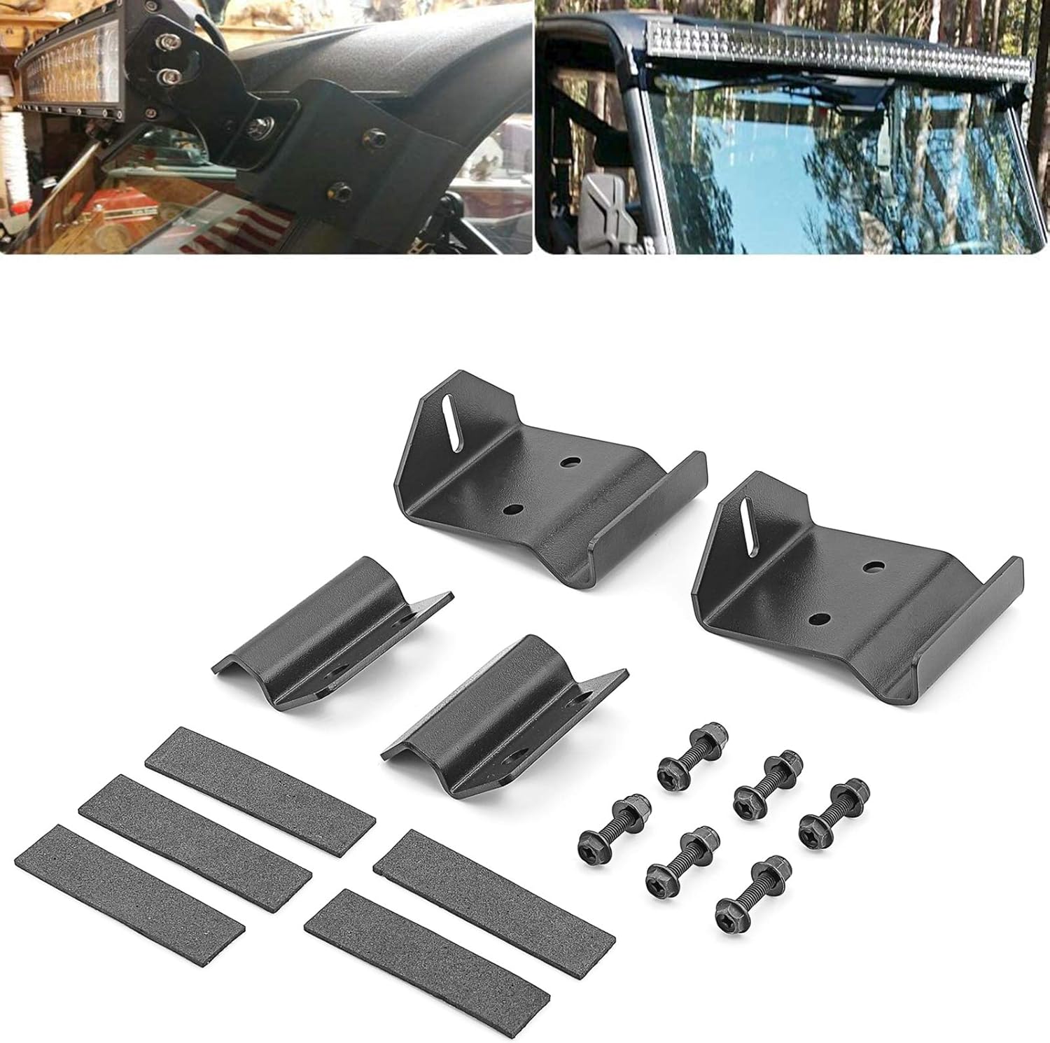 Upper Windshield LED Light Bar Mounting Brackets Pack of 2 P2393