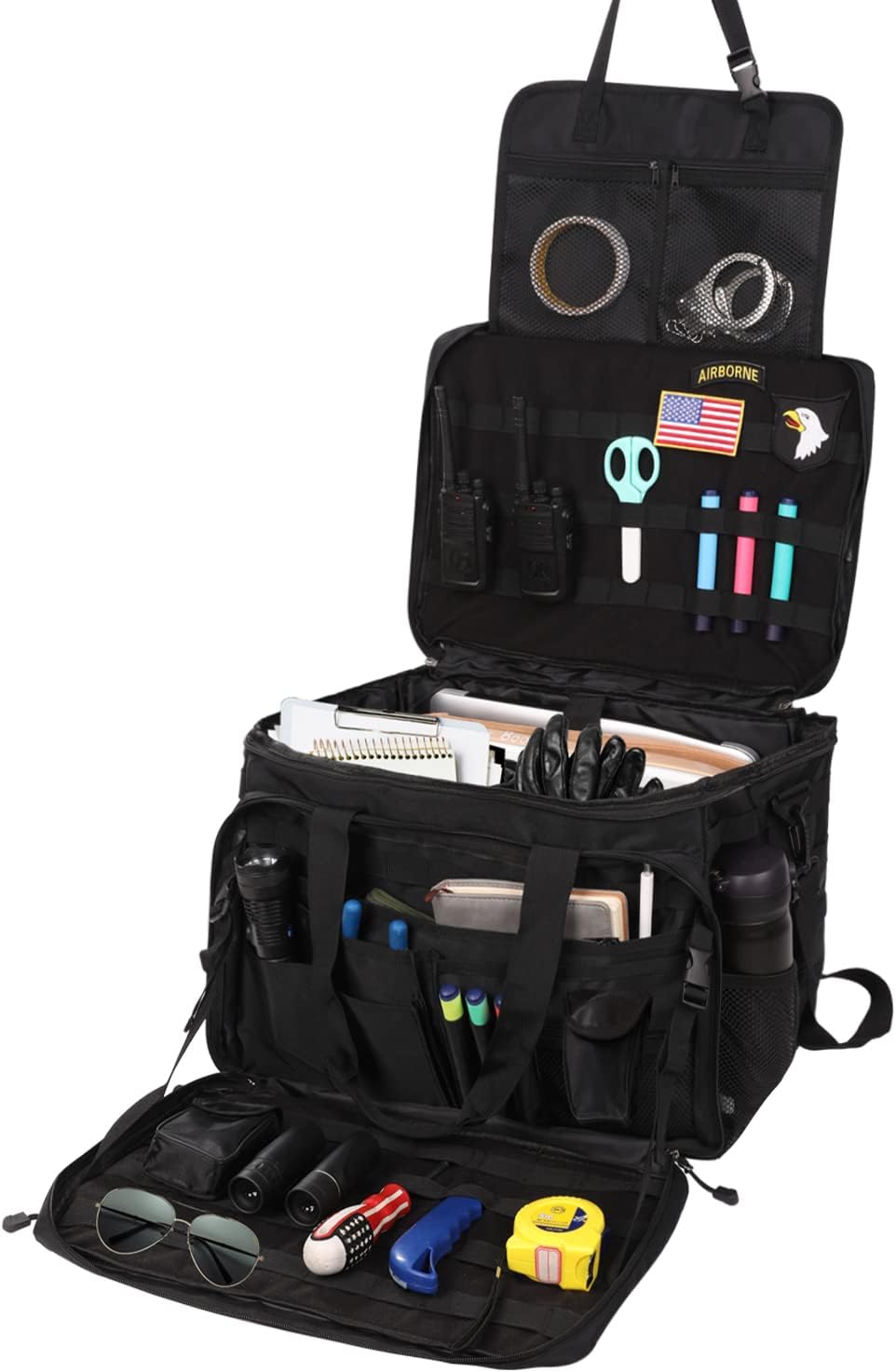 Black Patrol Bag with Divided Compartment Drink Holder K231