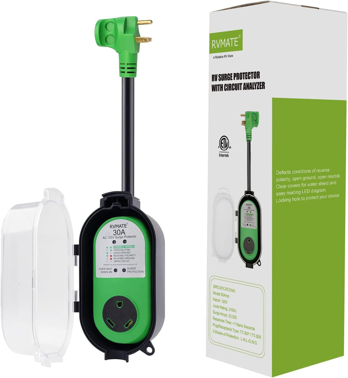 30Amp RV Surge Protector with Waterproof Cover K2135