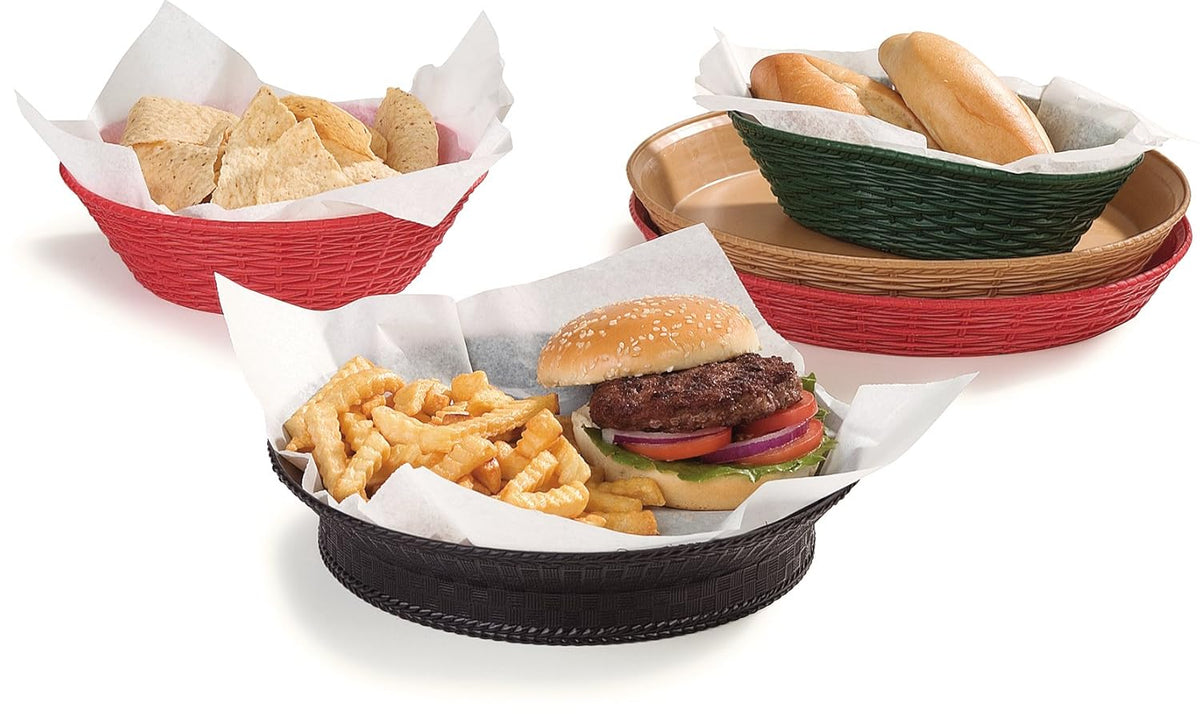Oval Serving Basket, 9 x 6, Green (Pack of 12) K32799
