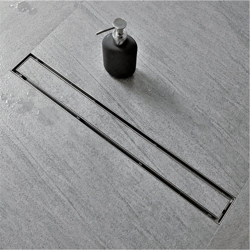 Brushed Linear Shower Drain with Tile Insert Grate D821