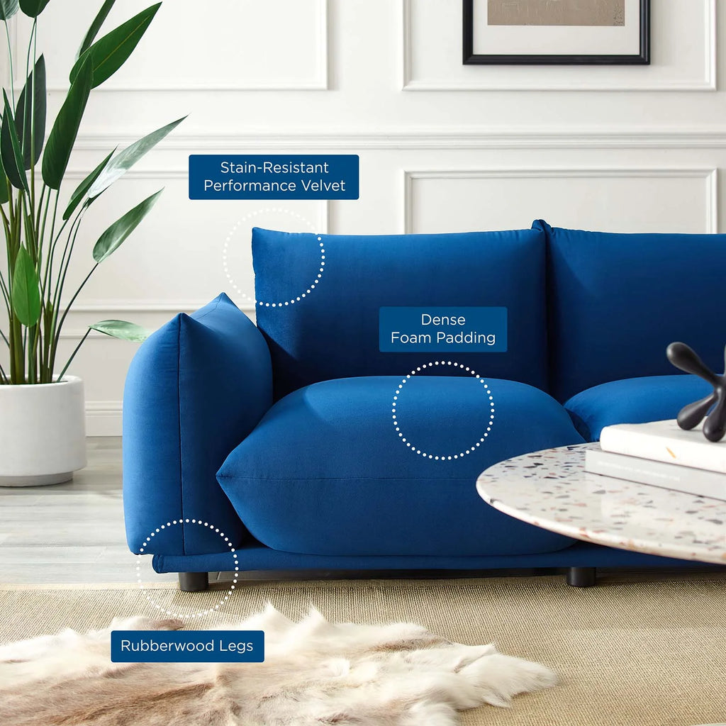 Navy Performance Velvet Loveseat Y9909