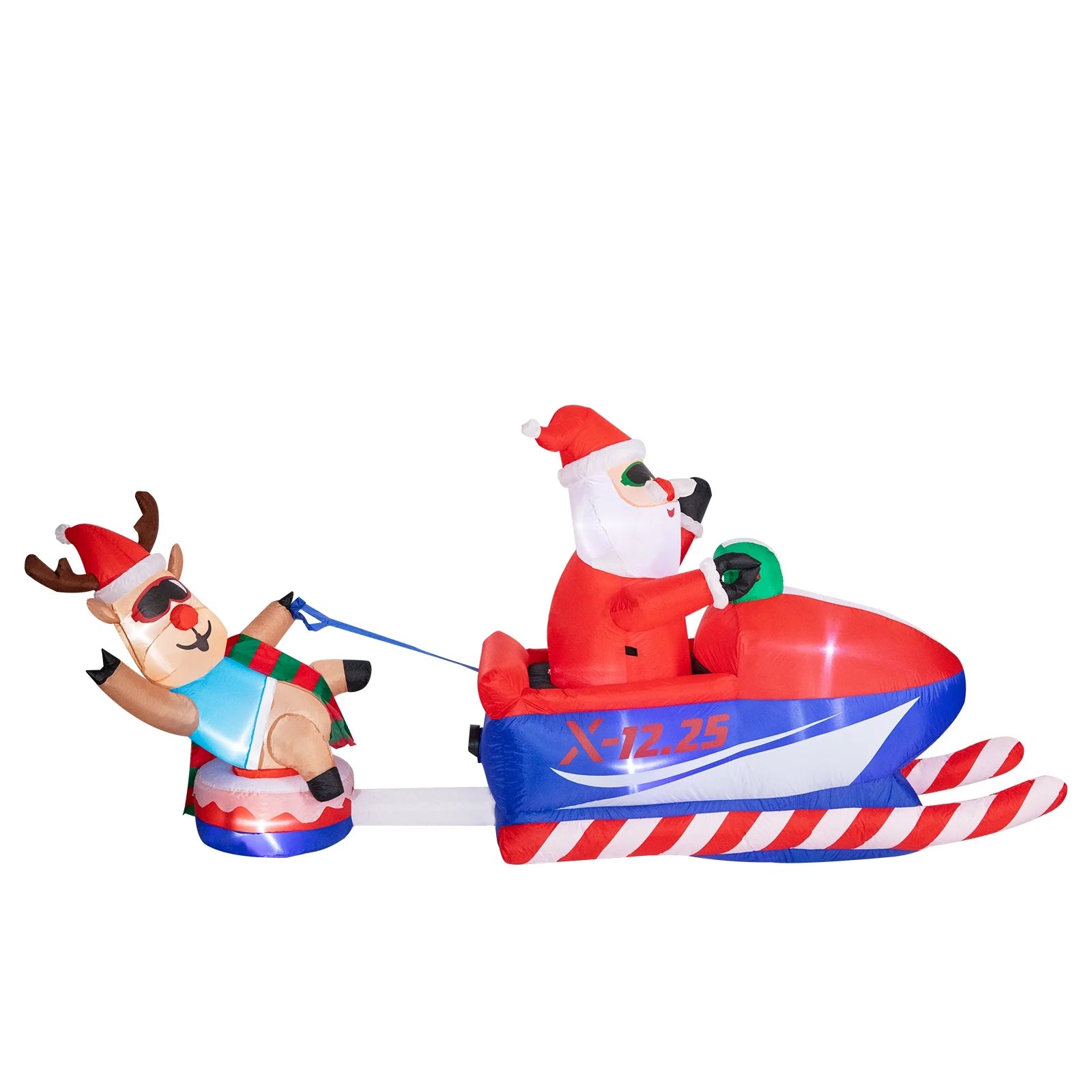 Snowmobile Santa Claus and Reindeer Sleigh Inflatable with LED Z7014