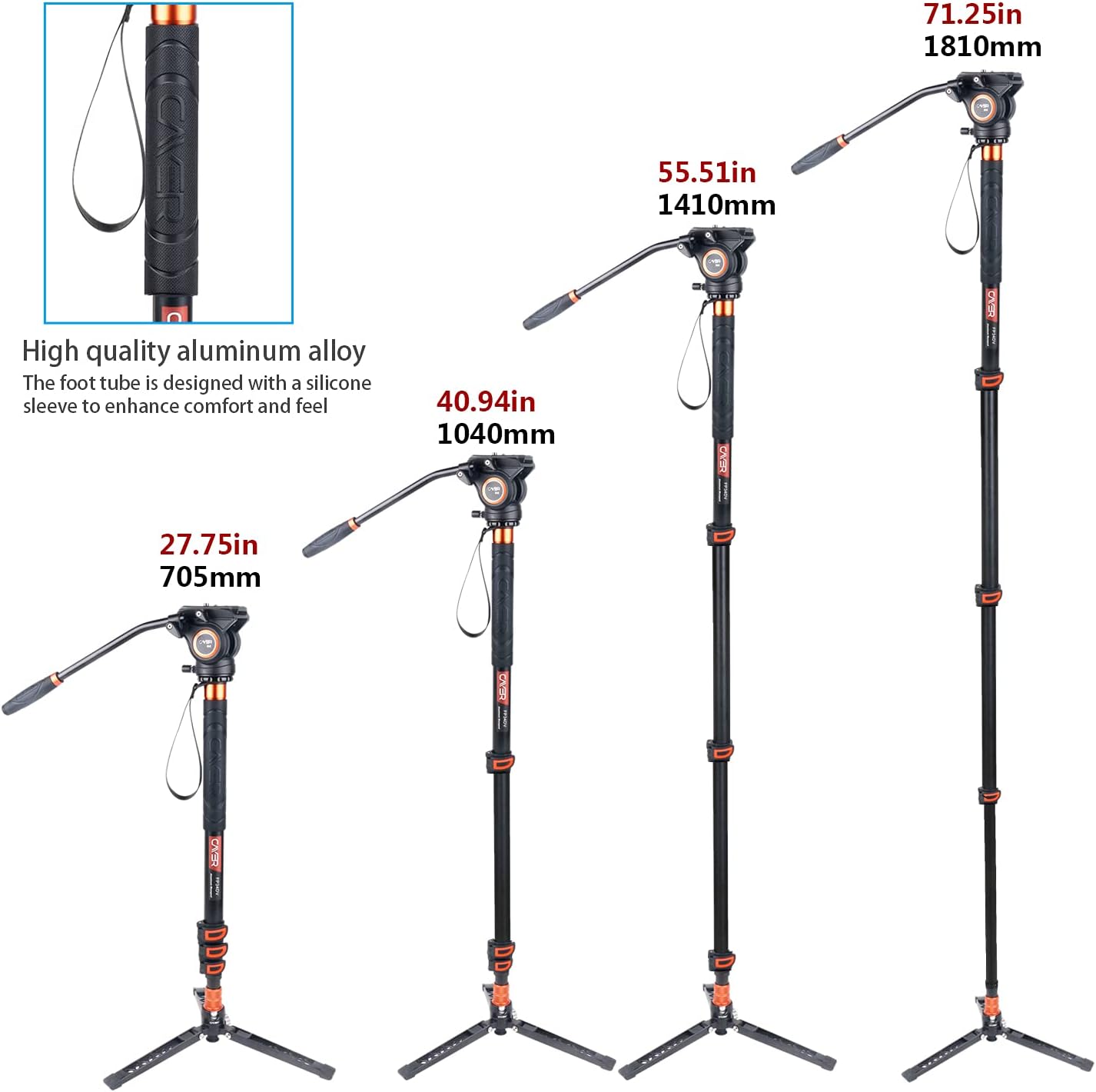 71 inch Lightweight Aluminum Monopod with Pan Tilt Fluid Head and Tripod Base M42200
