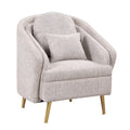Light Grey Upholstered Accent Chair with Lumbar Pillow and Metal Legs O84157