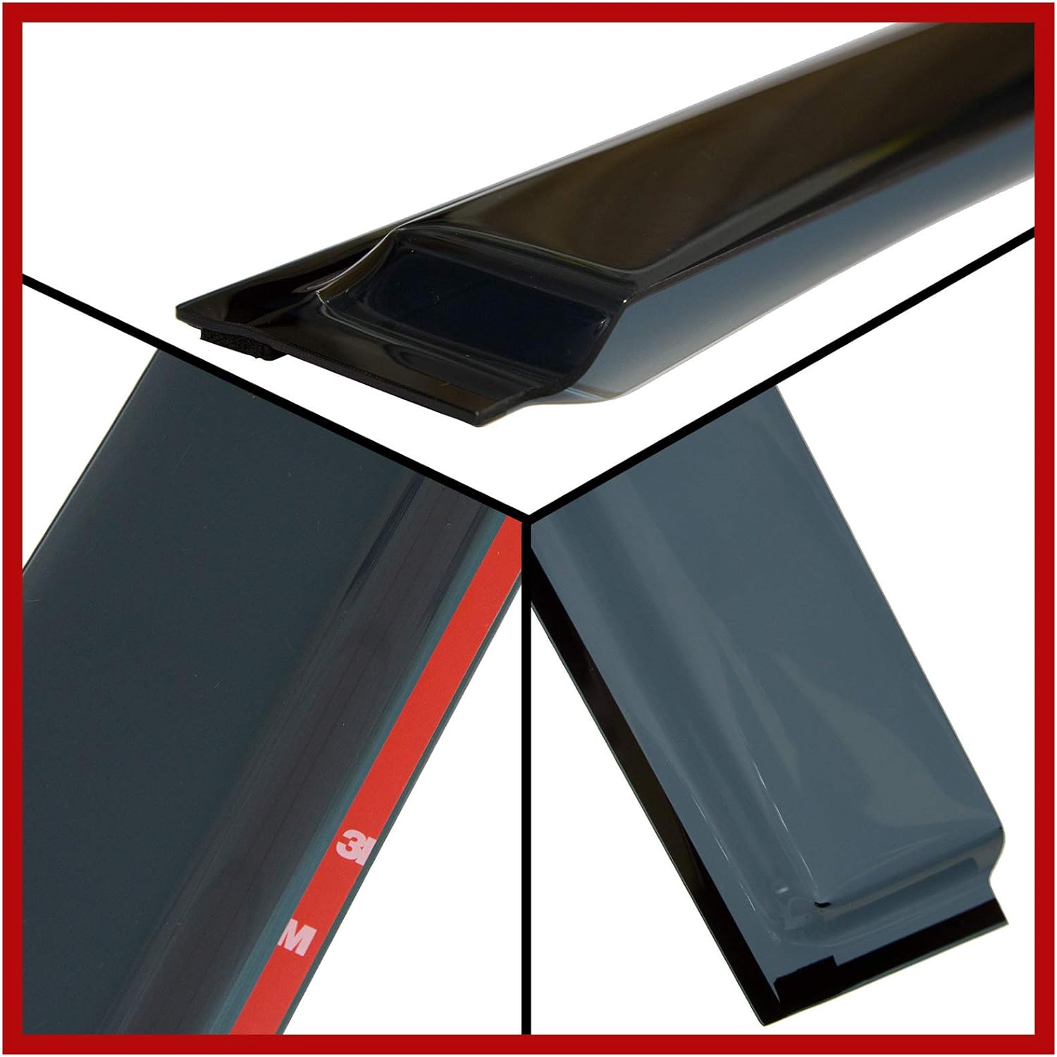 Smoke Tinted Tape-On Side Window Vent Visor Deflectors Rain Guards Pack of 2 D1321