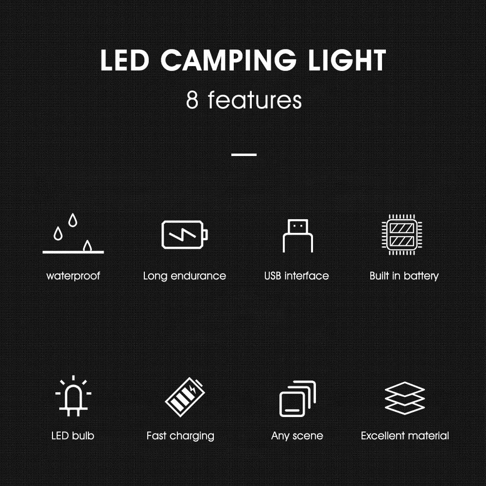 LED Camping Lights USB Rechargeable Portable Waterproof Tent Lanterns X952