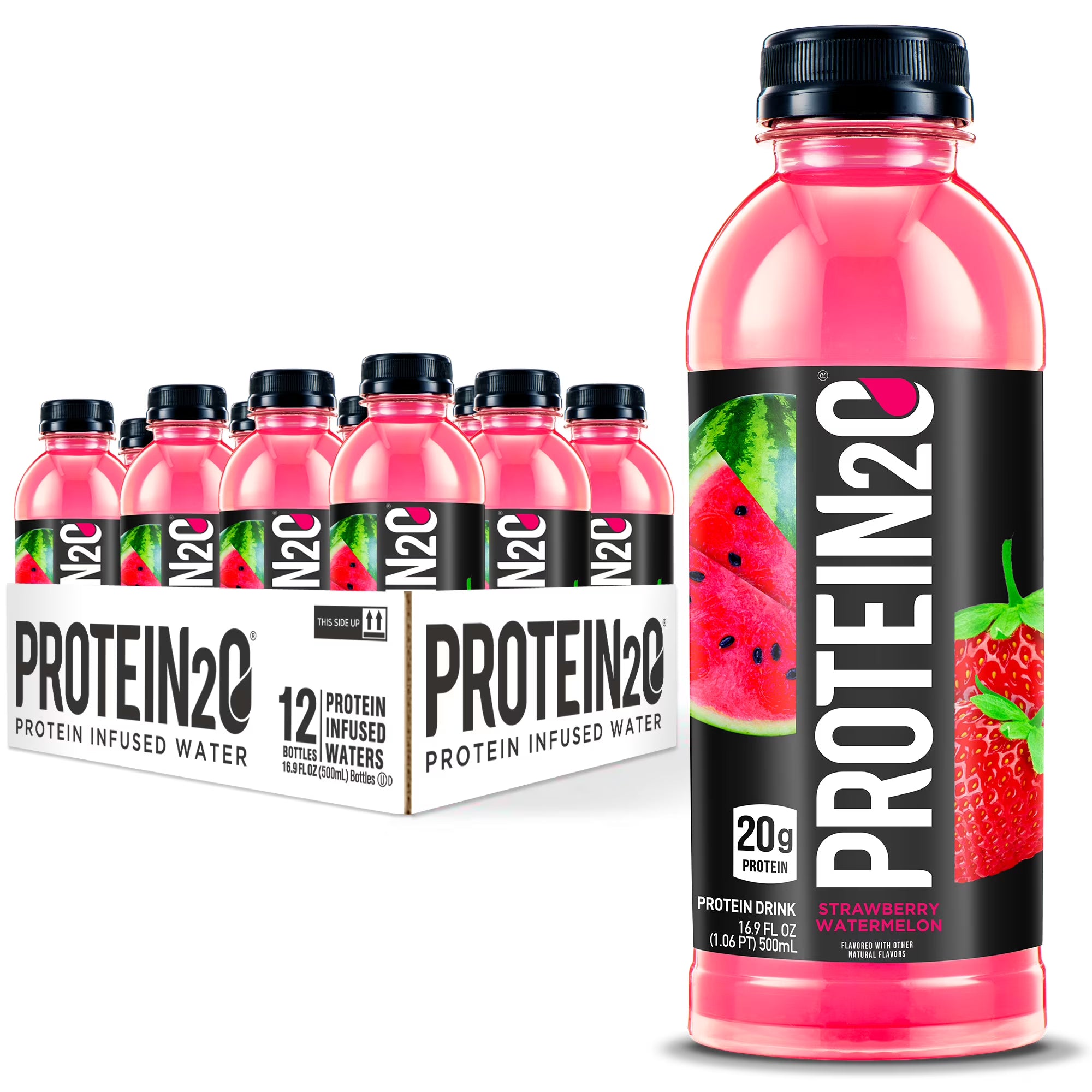 Strawberry Watermelon 20g Whey Protein Infused Water, 16.9 fl oz (12-Pack) Y626