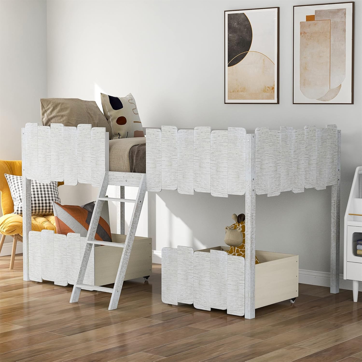 Twin Size Loft Bed with Desk and Storage Cabinet V465