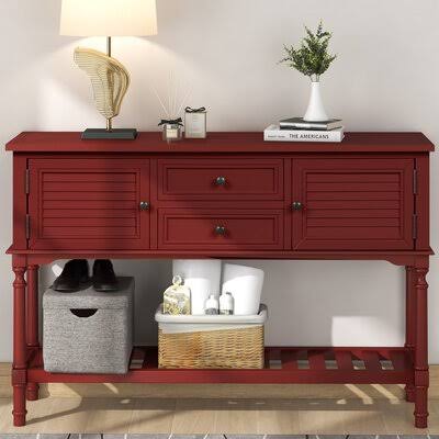 Red Console Table with 2 Drawers and 2 Cabinets B612425