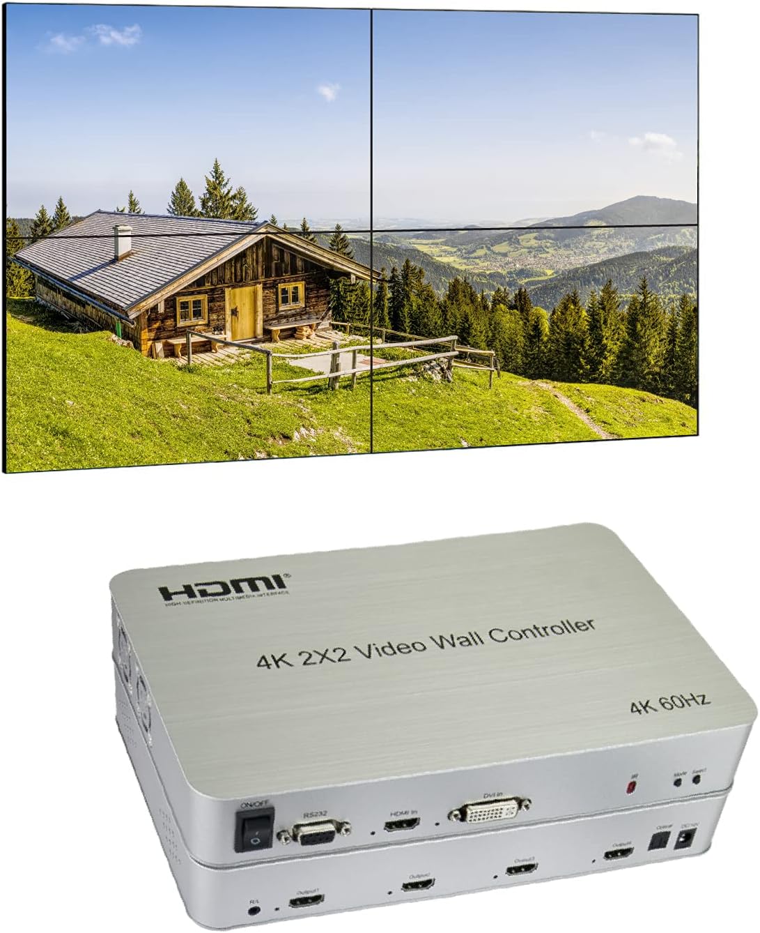 3x3 Video Wall Controller with Media Player, 1080p, HDMI 1.4, 1 HDMI Input & 9 Outputs F496524