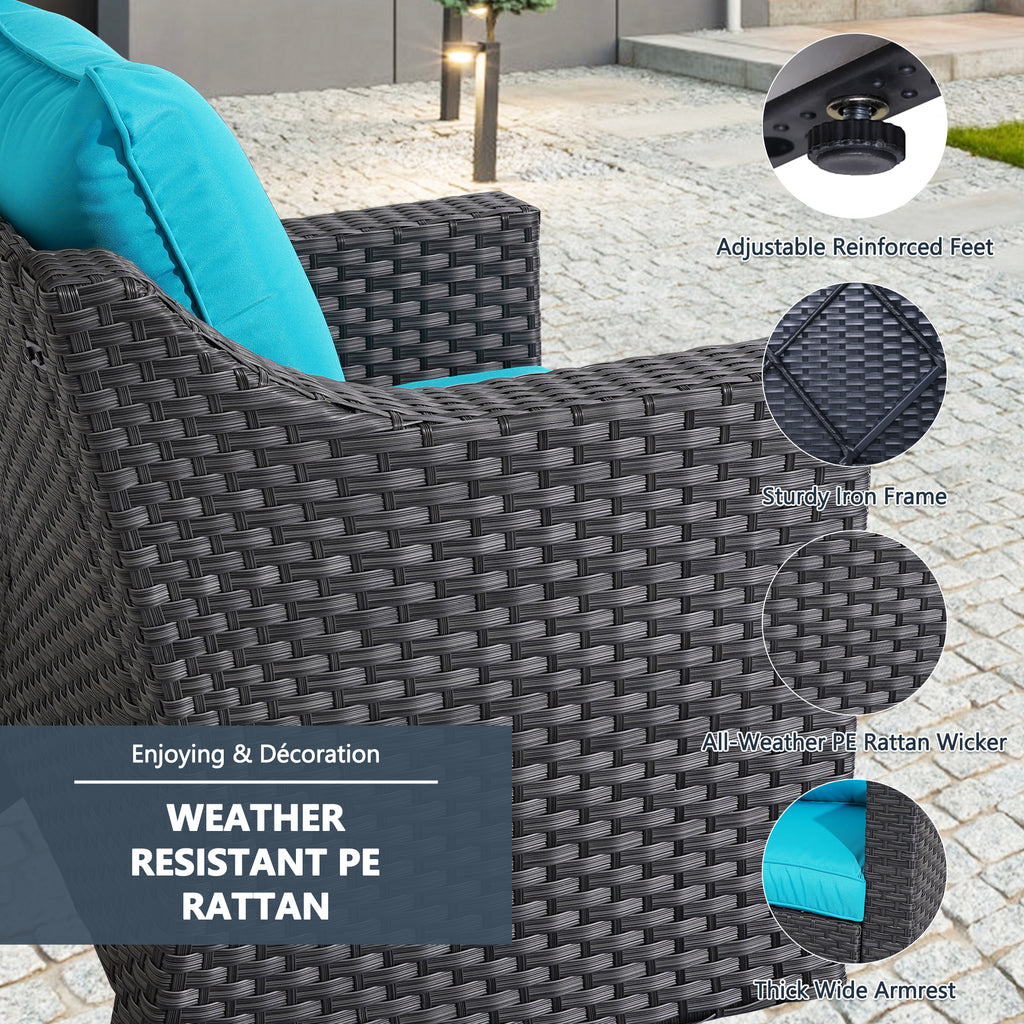 Gray Rattan Patio Loveseat with Glass Table M835993