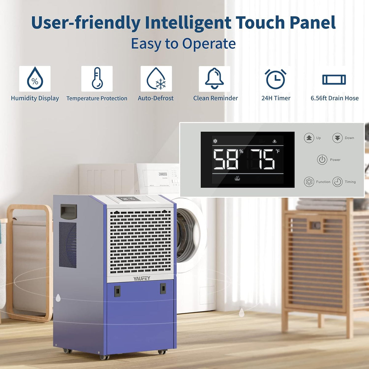 155 Pints Dehumidifier with Drain Hose, Auto Defrost B101