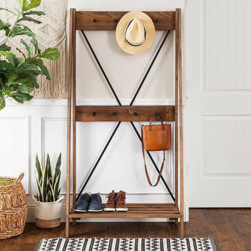 Brown Solid Wood Hall Tree O281230