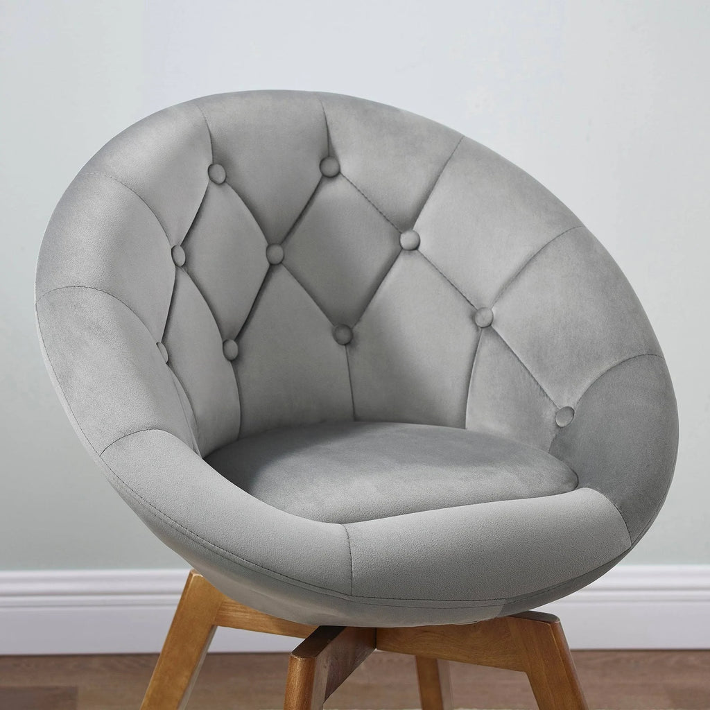 Velvet Tufted Round Swivel Accent Chair O8484