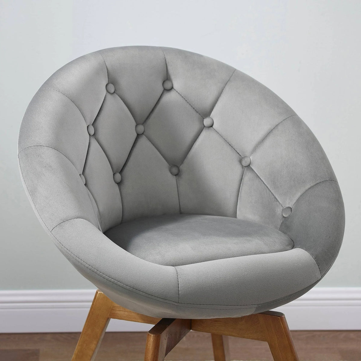 Velvet Tufted Round Swivel Accent Chair O8484
