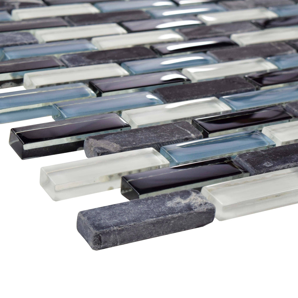 11.75x11.75-inch Glass and Stone Mosaic Wall Tile N6549