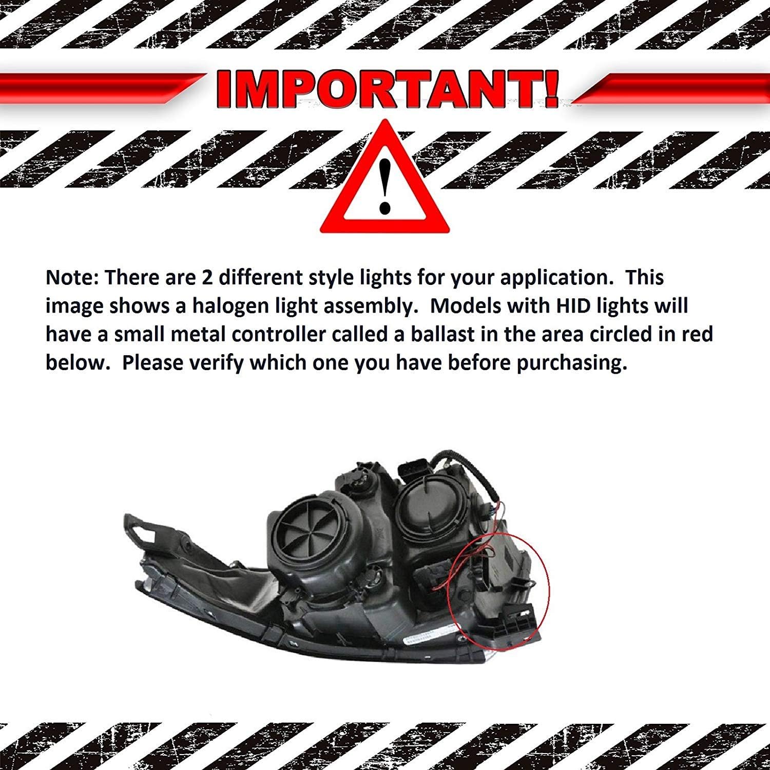 Driver Side Halogen Headlight Assembly J90361