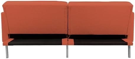 Linen Upholstered Convertible Folding Sofa Bed with Metal Legs C11357