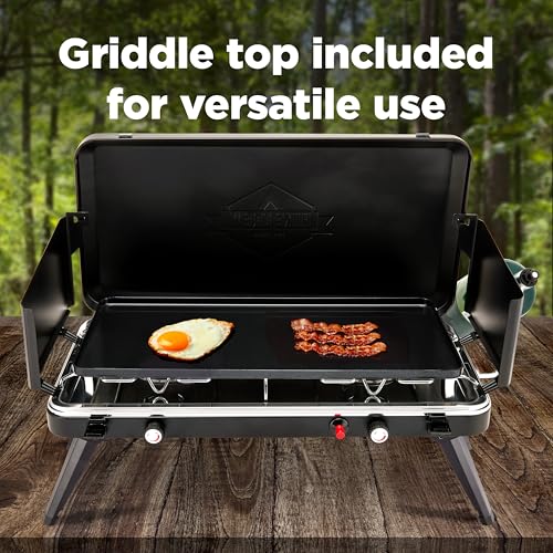 2-in-1 Gas Camping Stove and Griddle with Foldable Legs A7839