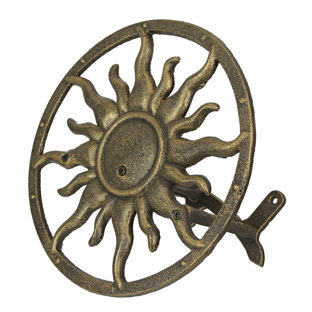 Bronze Cast Iron Sun Wall Mount Garden Hose Hanger T8442