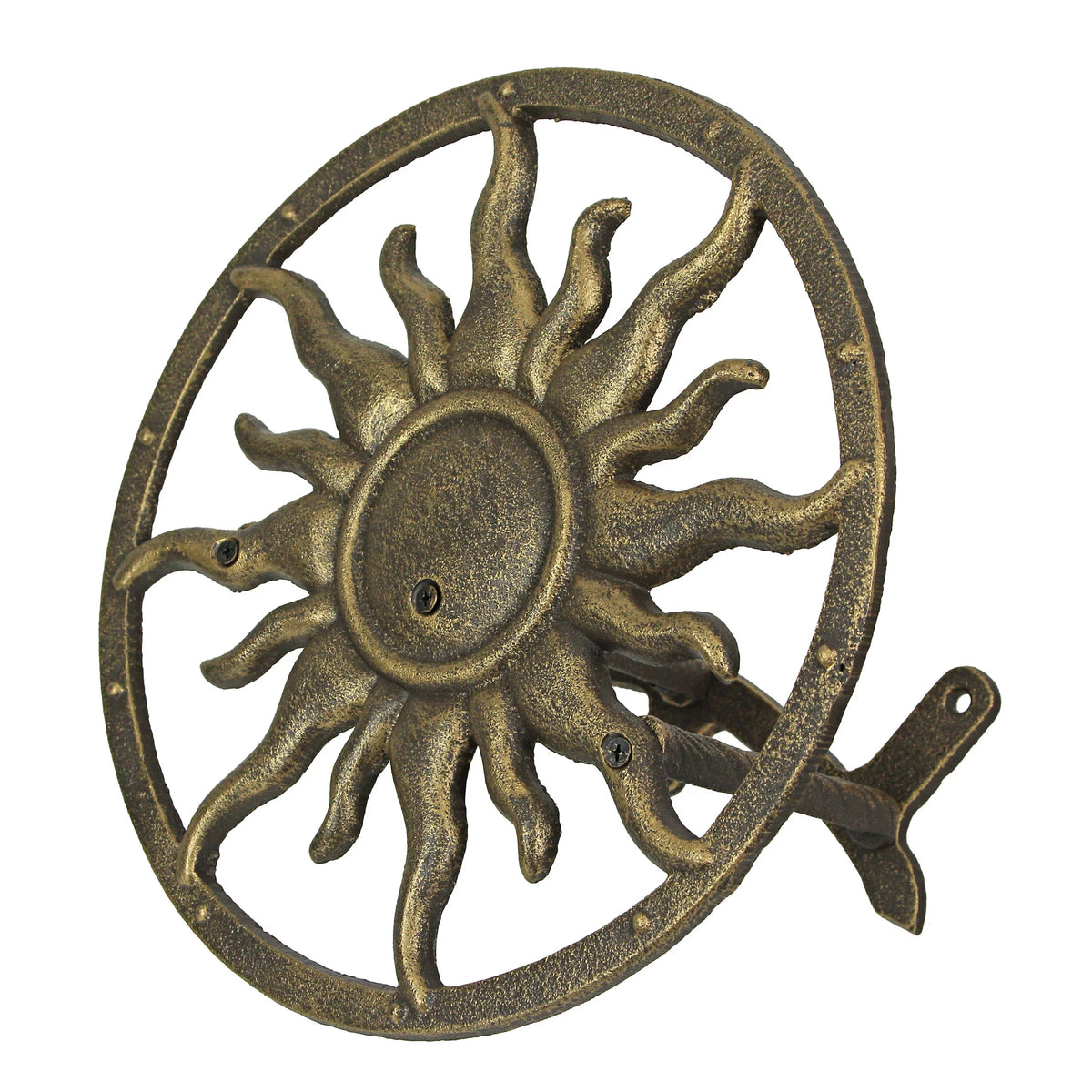 Bronze Cast Iron Sun Wall Mount Garden Hose Hanger T8442