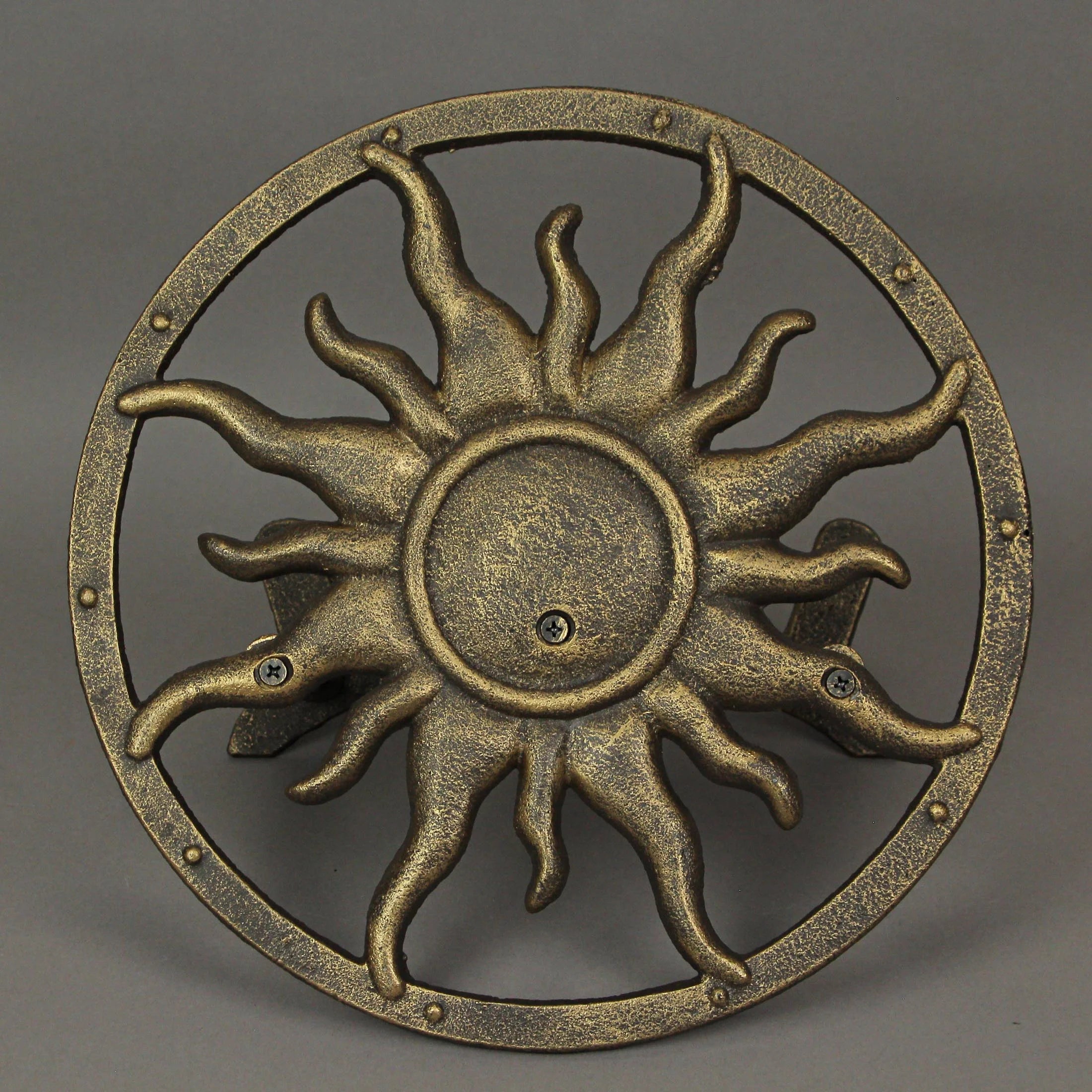 Bronze Cast Iron Sun Wall Mount Garden Hose Hanger T8442