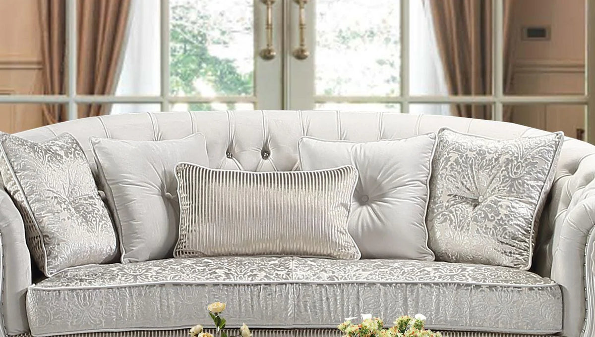 Pearl White Wood Sofa Set 5Pcs F86806