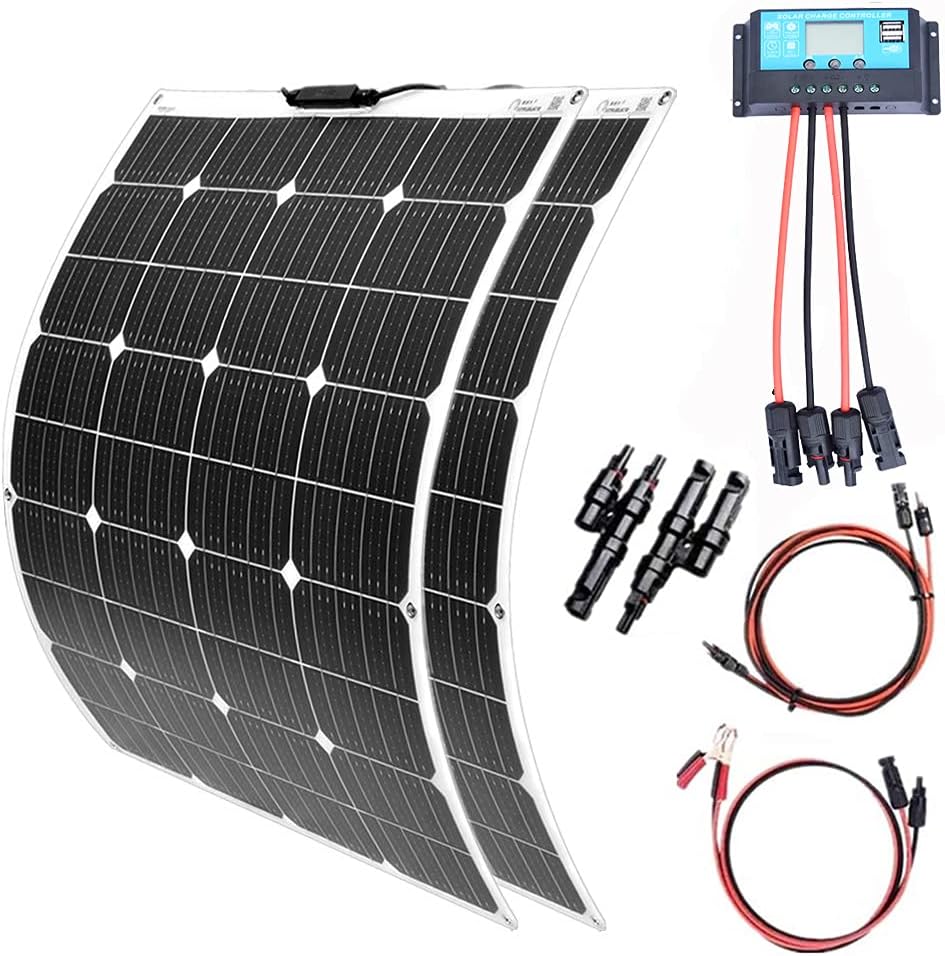100W Flexible Monocrystalline Solar Panel Kit with 10A Controller and Cable Q8955