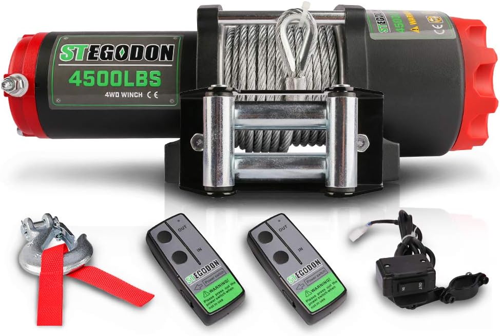 4500 lb. 12V Steel Cable Electric Winch with Wireless Remote U4212