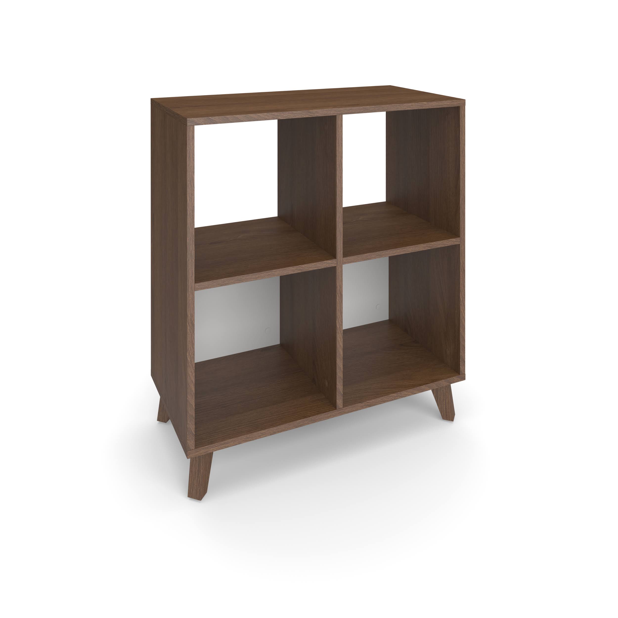 Light Walnut Modern Cube Bookcase B302